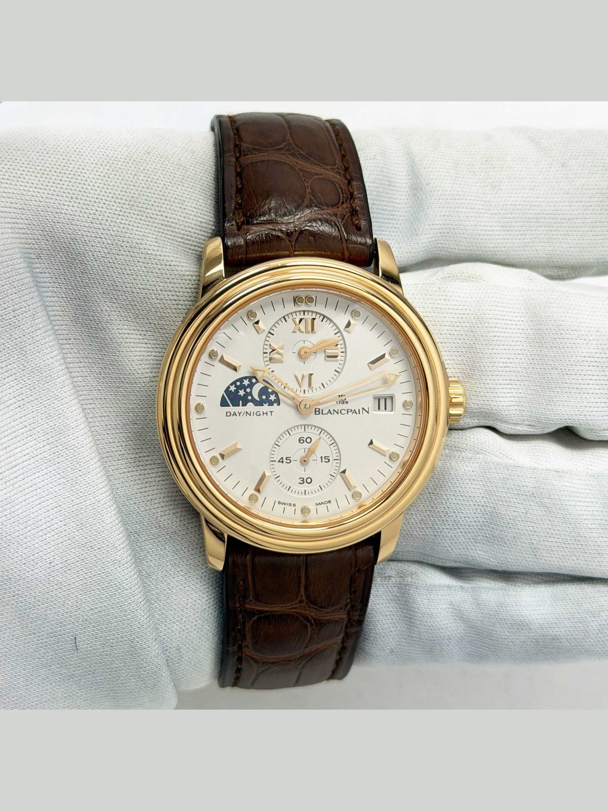 Blancpain Leman 2160-3630-53B Silver 38MM 18K Rose Gold