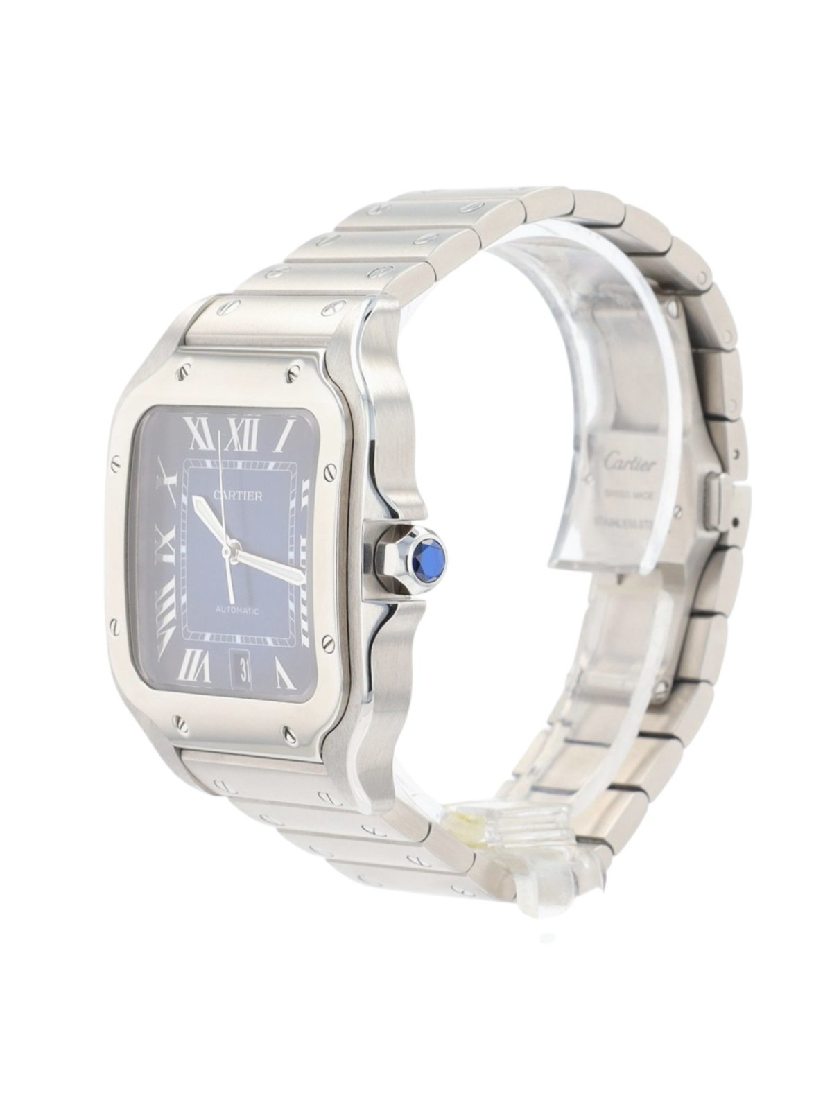 Cartier Santos 4072 40mm Blue Roman Numeral Dial Stainless Steel Automatic Watch