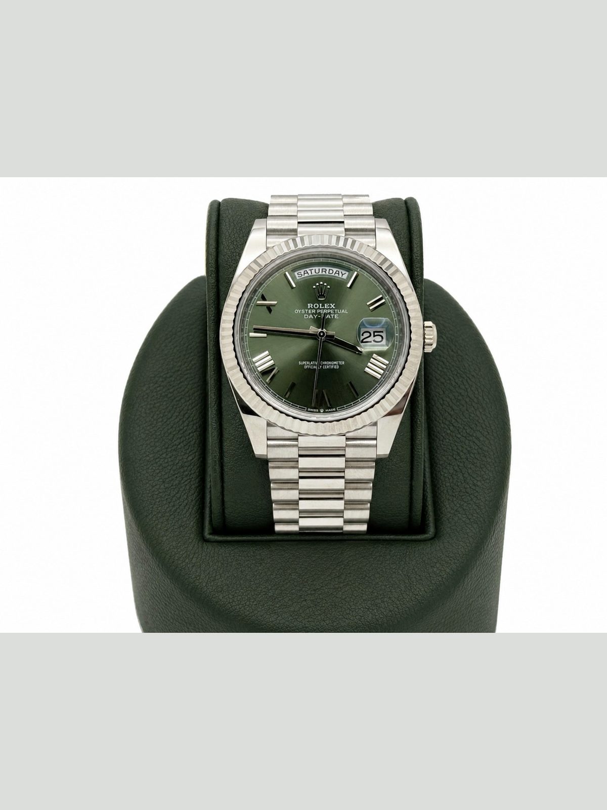 Rolex 2024 Rolex Day Date President 228239 Olive Green Dial 40mm 18k White Gold Paper