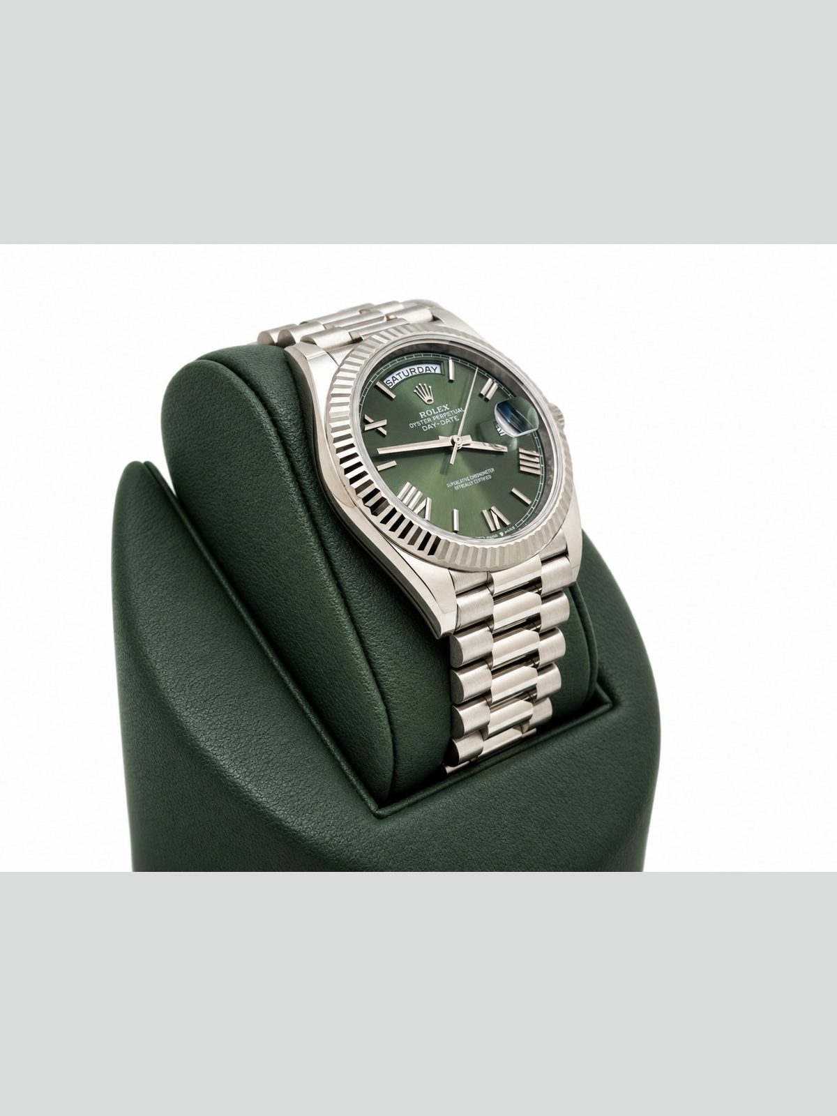 Rolex 2024 Rolex Day Date President 228239 Olive Green Dial 40mm 18k White Gold Paper