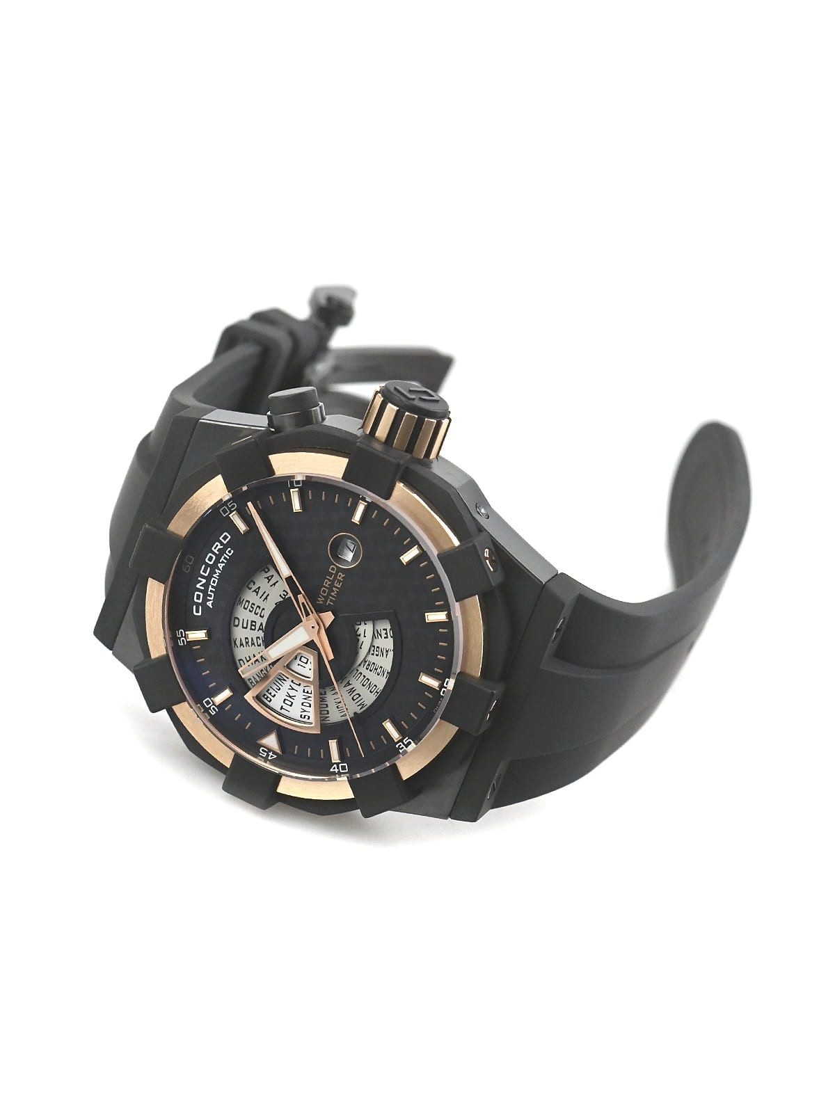 Concord C1 Worldtimer Night Race 0320049 Luxury Black Gold Men's Watch Serviced