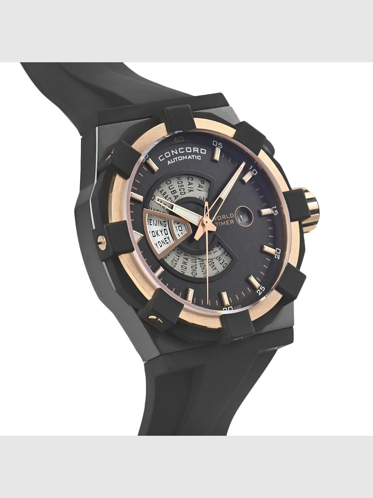 Concord C1 Worldtimer Night Race 0320049 Luxury Black Gold Men's Watch Serviced
