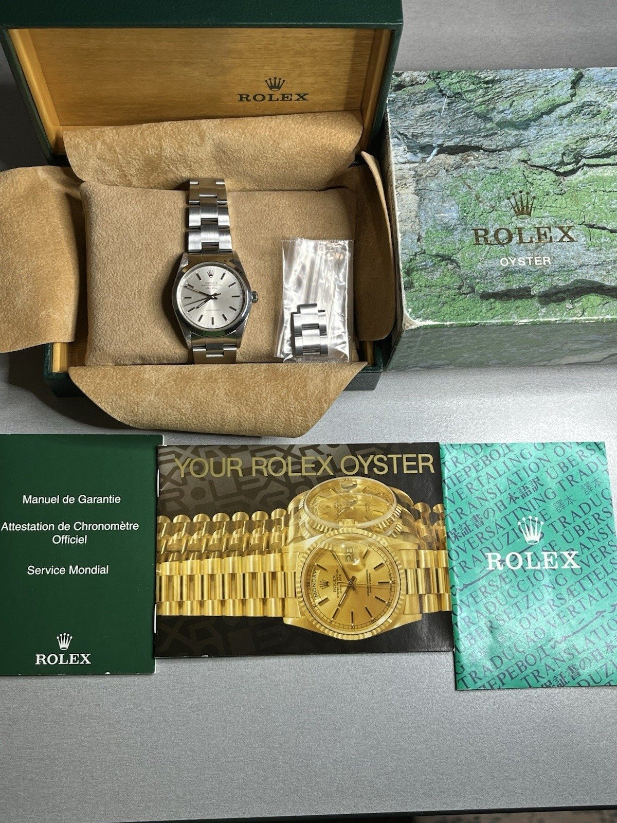 Rolex ♛ Air-King 14000* Silver Dial Full Links, Box & Manuals W/One Owner ~Minty
