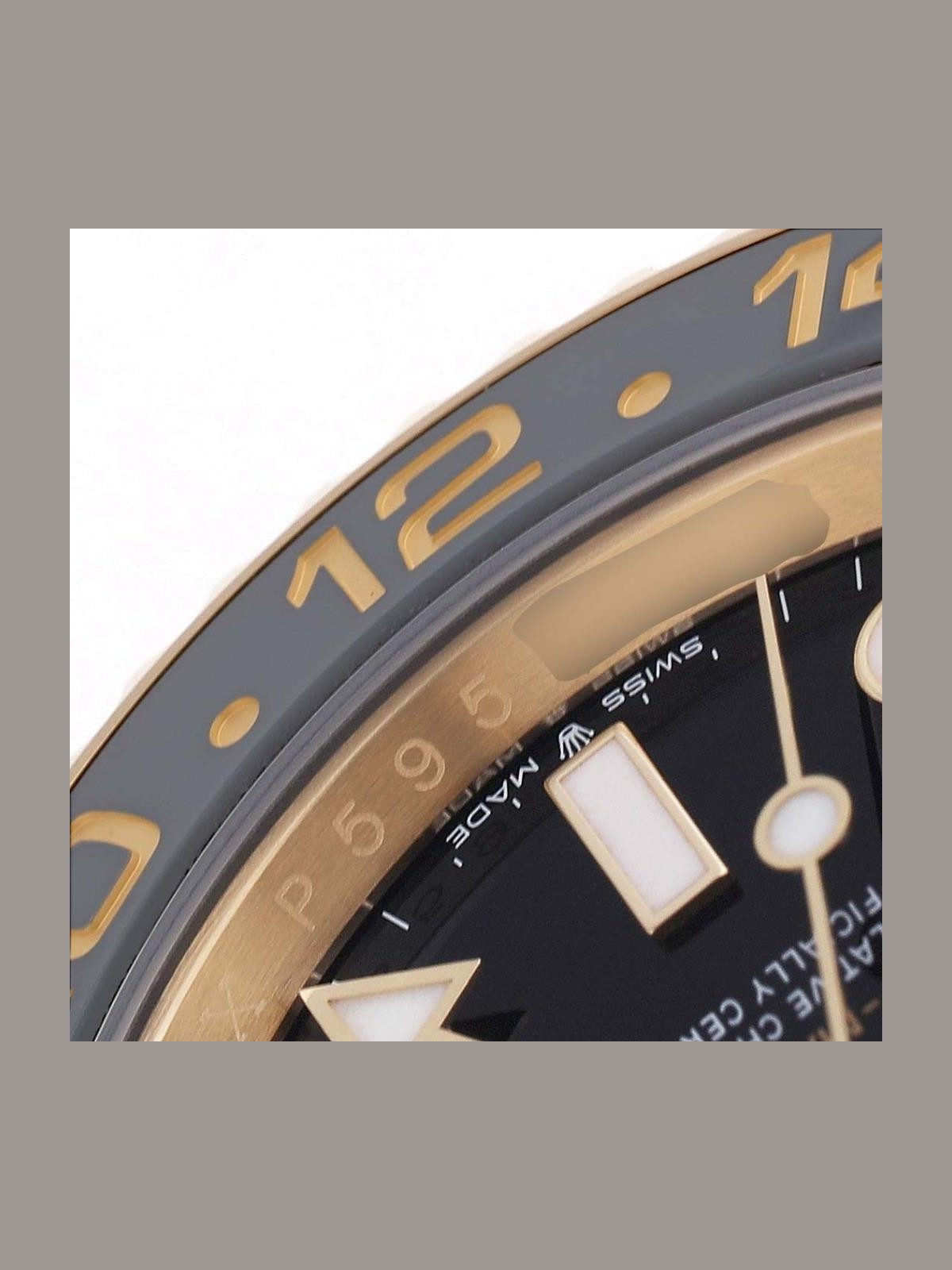 Rolex GMT Master II Black Grey Bezel Yellow Gold Mens Watch 126718 Box Card