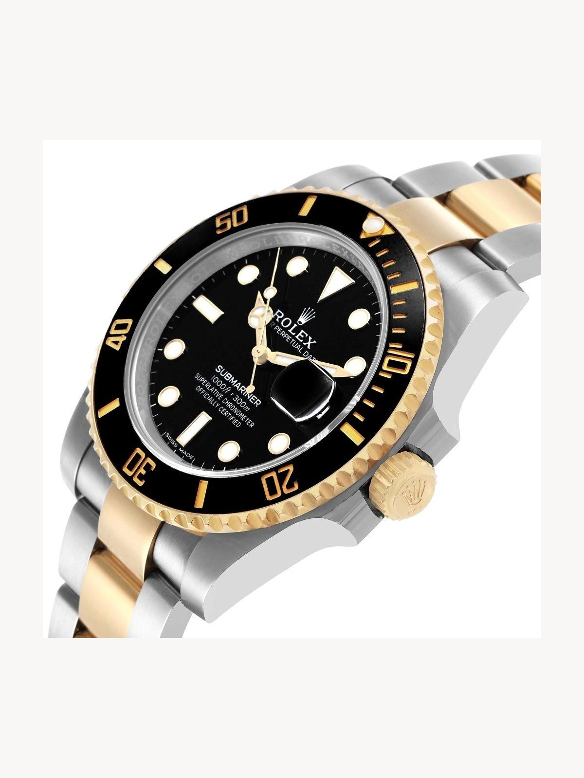 Rolex Submariner Black Dial Steel Yellow Gold Mens Watch 116613 Box Card