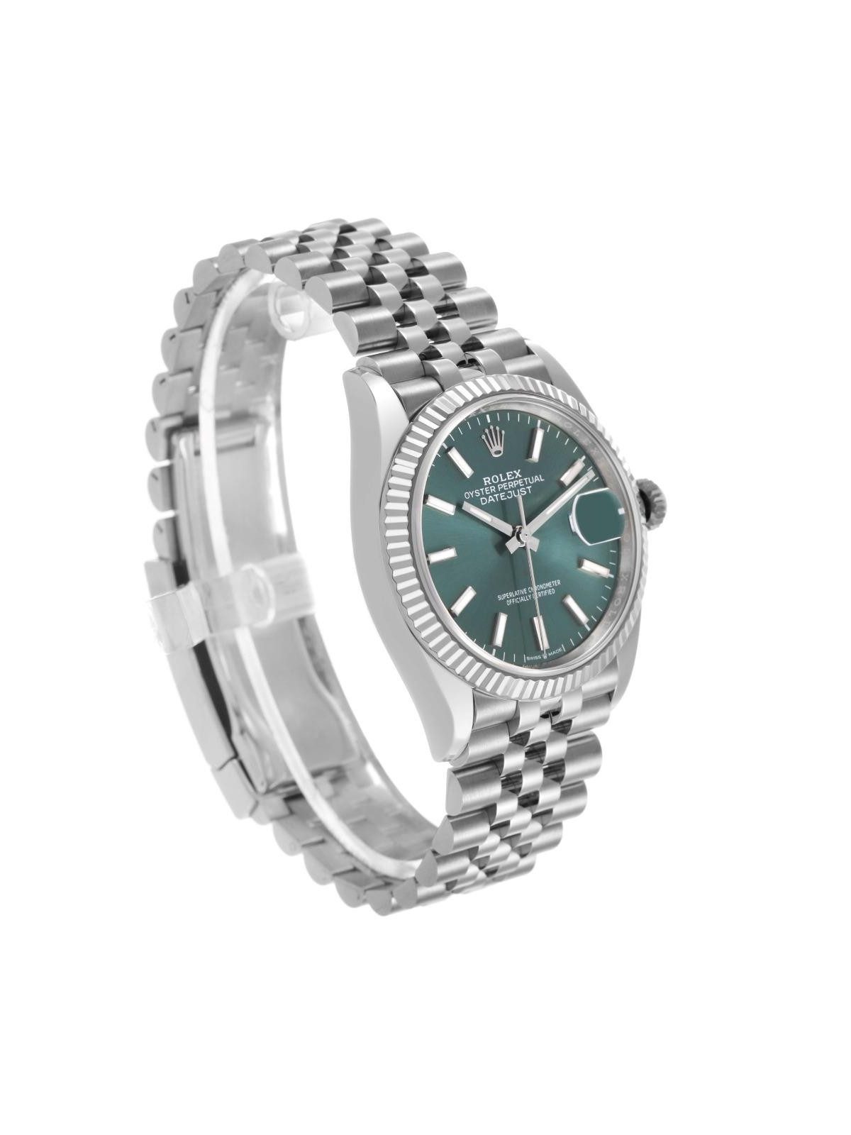 Rolex Datejust Steel White Gold Mint Green Dial Mens Watch 126234 Box Card
