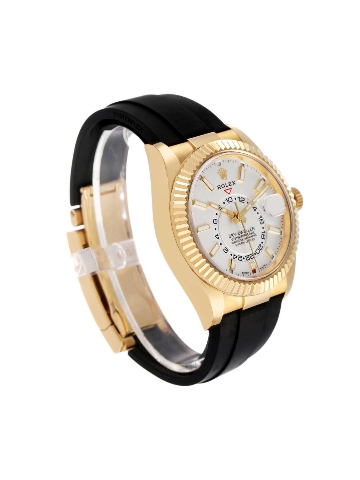 Rolex Sky-Dweller Yellow Gold Oysterflex Mens Watch 326238 Box Card