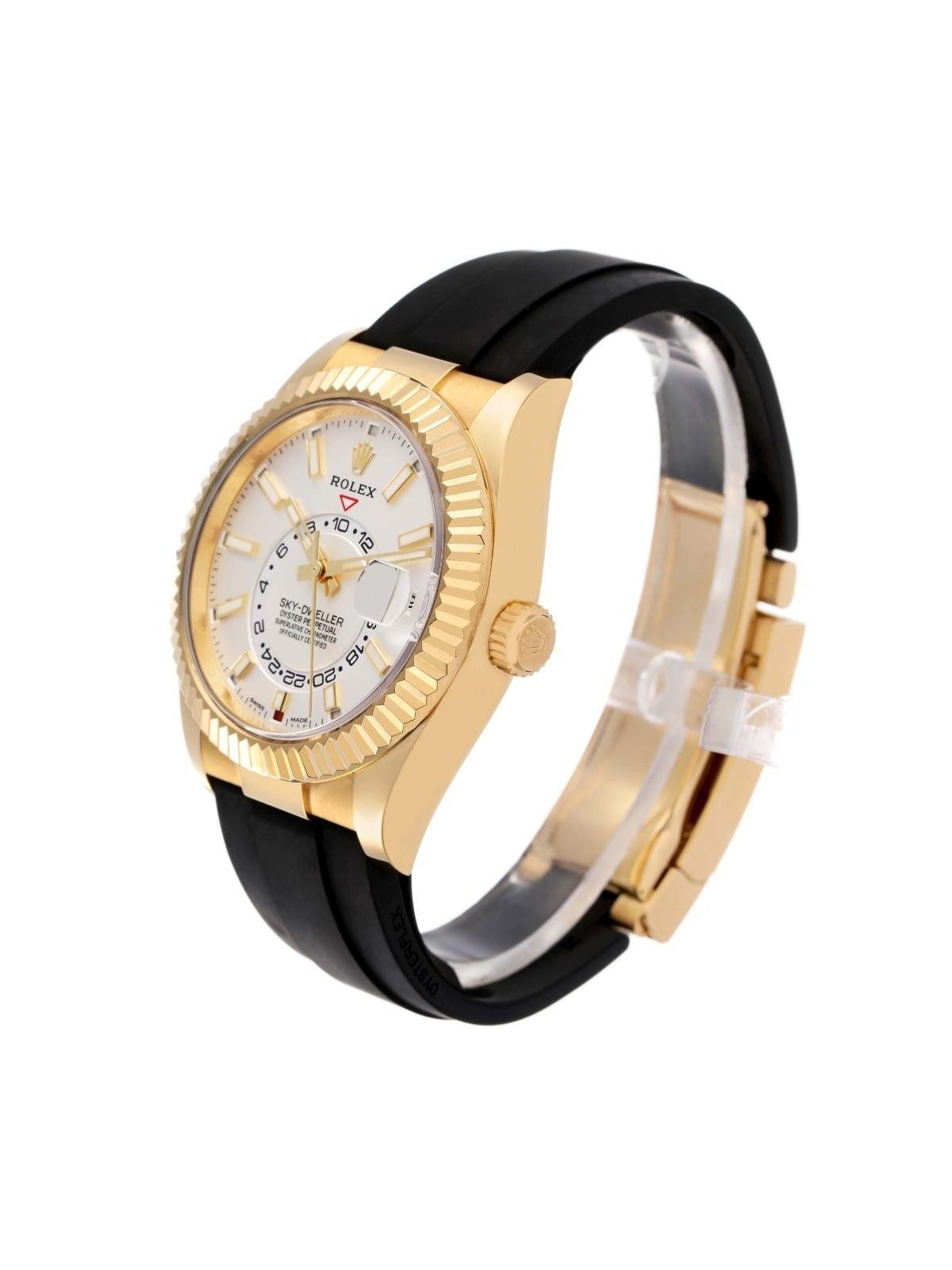 Rolex Sky-Dweller Yellow Gold Oysterflex Mens Watch 326238 Box Card
