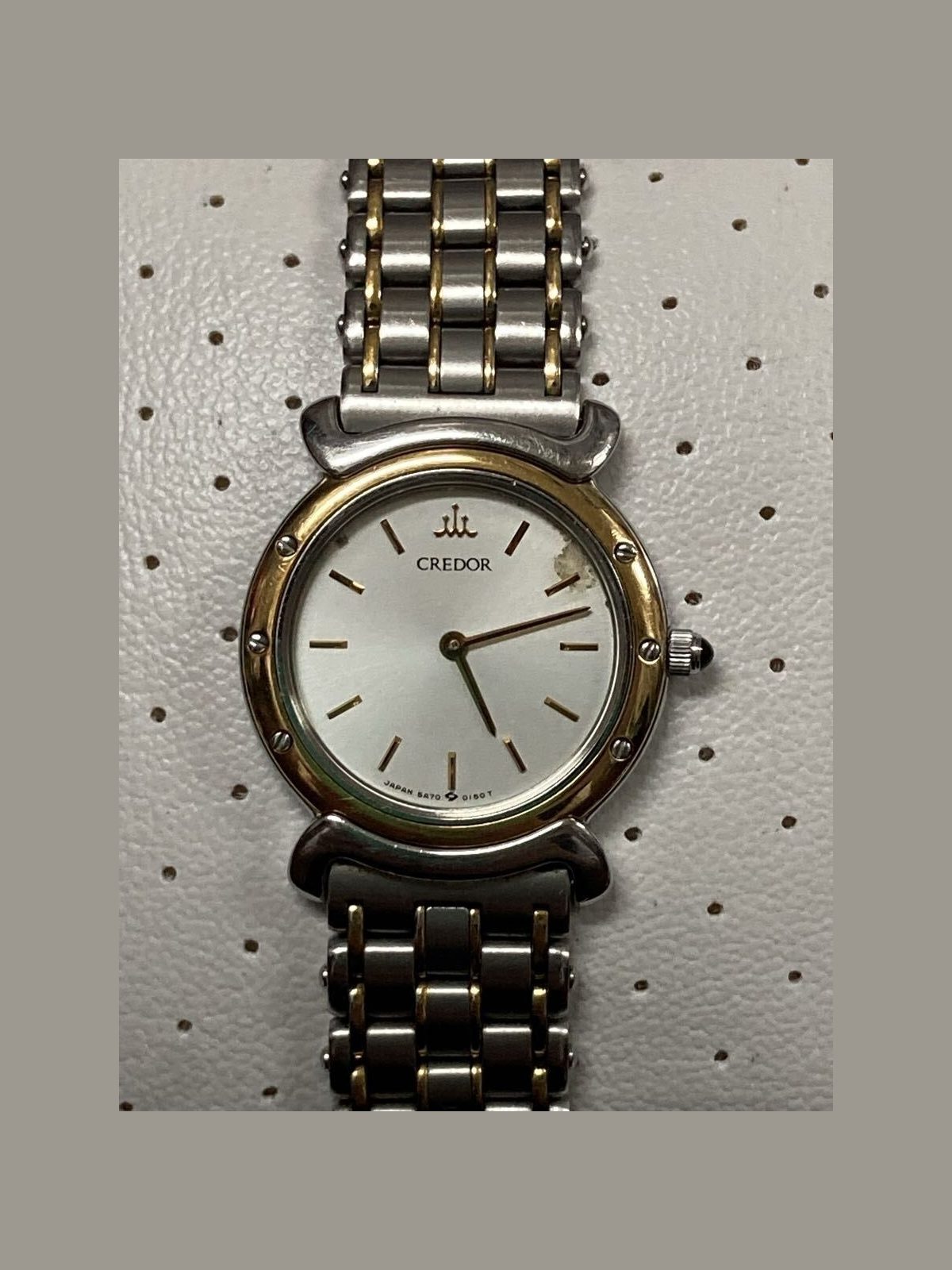 SEIKO 5A70 Credor 18KT White Dial Quartz Excellent JAPAN