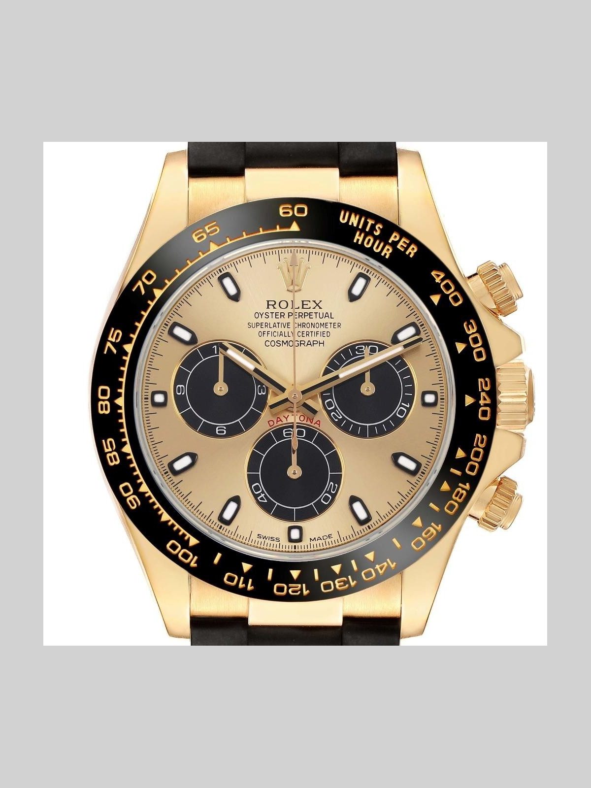 Rolex Daytona Pikachu Yellow Gold Champagne Dial Mens Watch 116518 Box Card