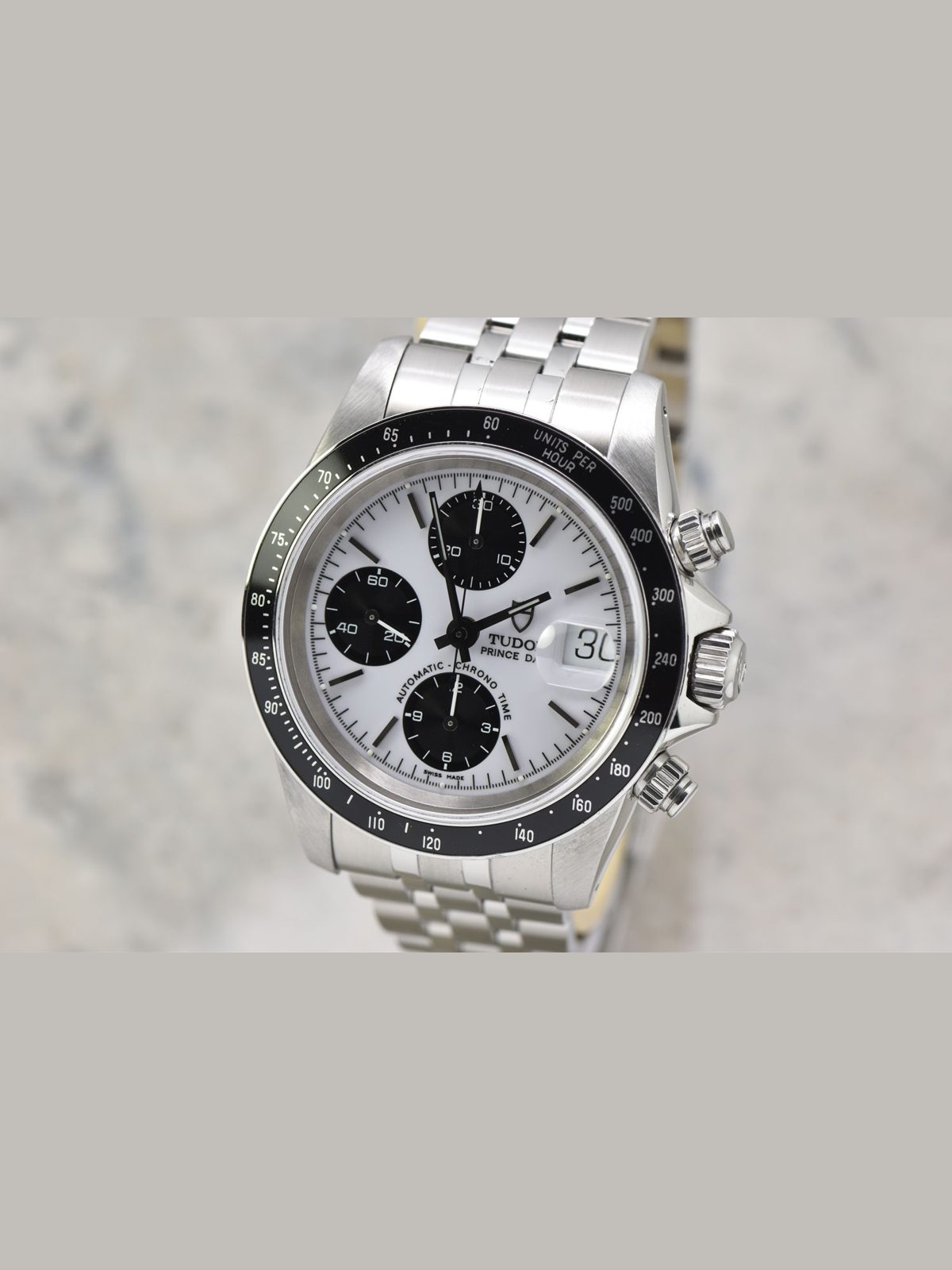 TUDOR Prince Date Non-Tiger Chronograph Chrono Time "Panda Dial" 79260 B+P #3428
