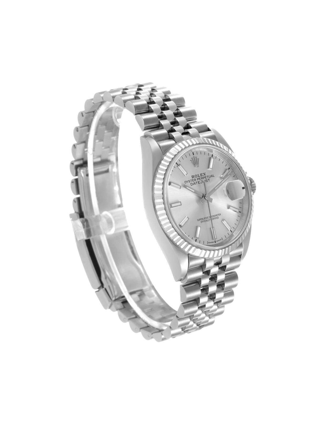 Rolex Datejust Steel White Gold Silver Dial Mens Watch 126234 Box Card