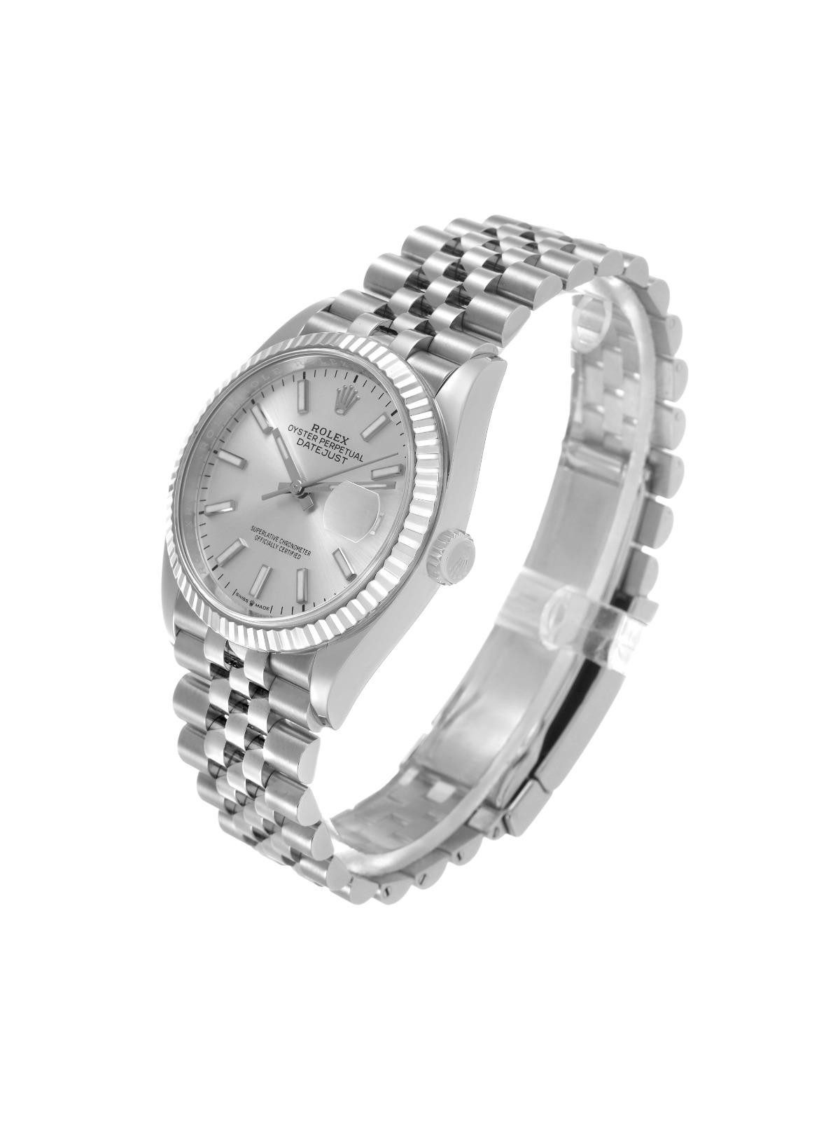 Rolex Datejust Steel White Gold Silver Dial Mens Watch 126234 Box Card