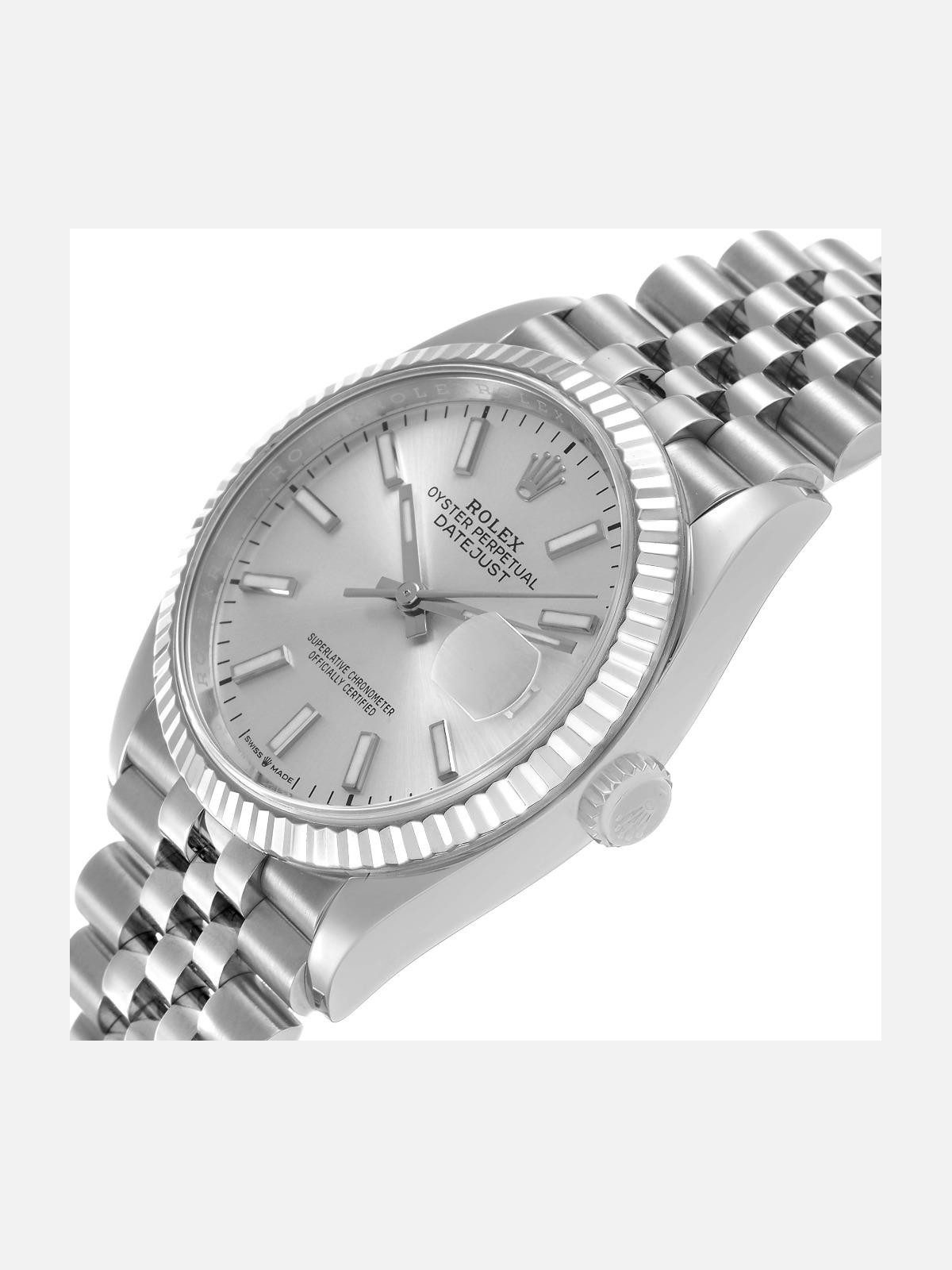 Rolex Datejust Steel White Gold Silver Dial Mens Watch 126234 Box Card