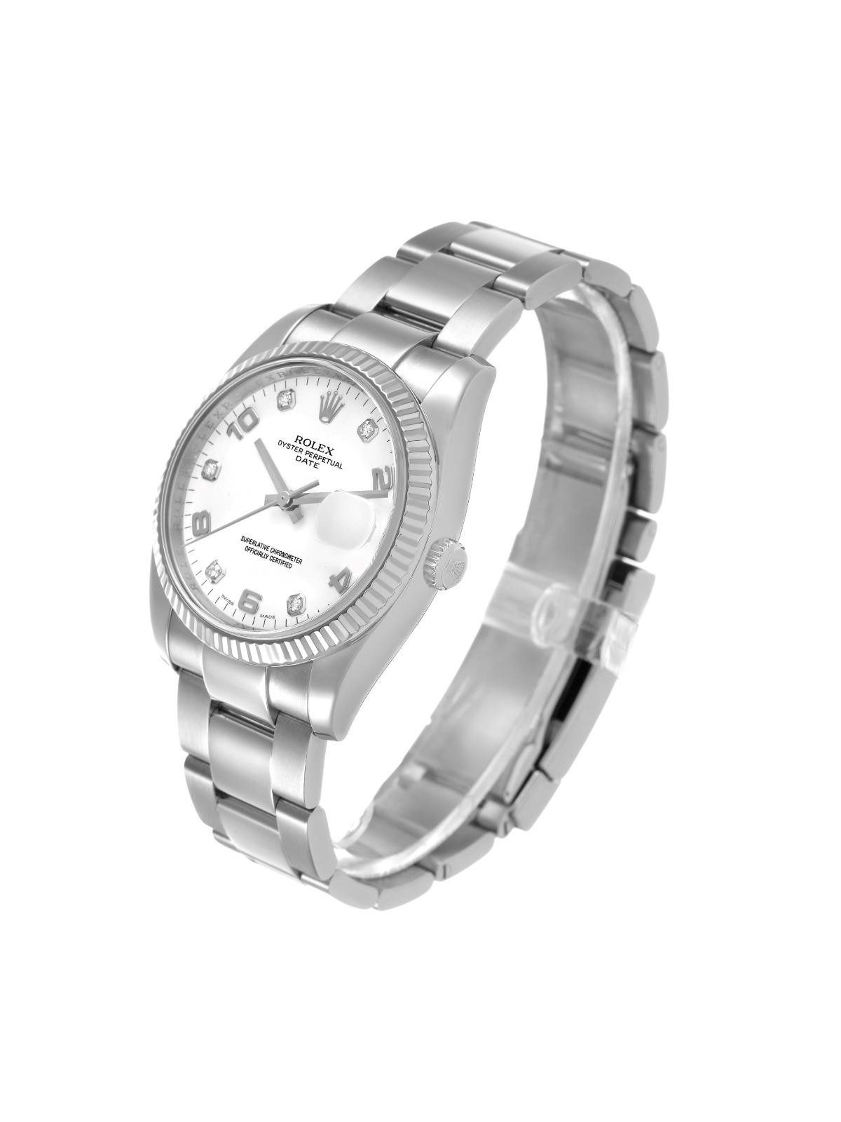 Rolex Date 36 Steel White Gold Diamond Dial Mens Watch 115234