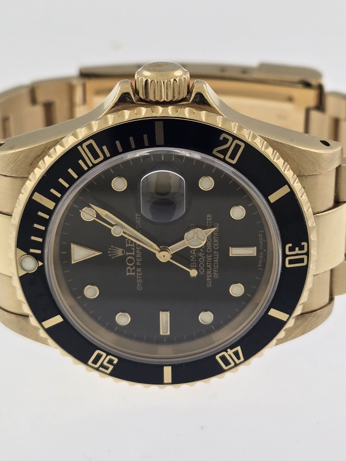 Rolex Submariner 16618 18K 40MM Black Dial Dive Watch "K" 2000 Date. Excellent