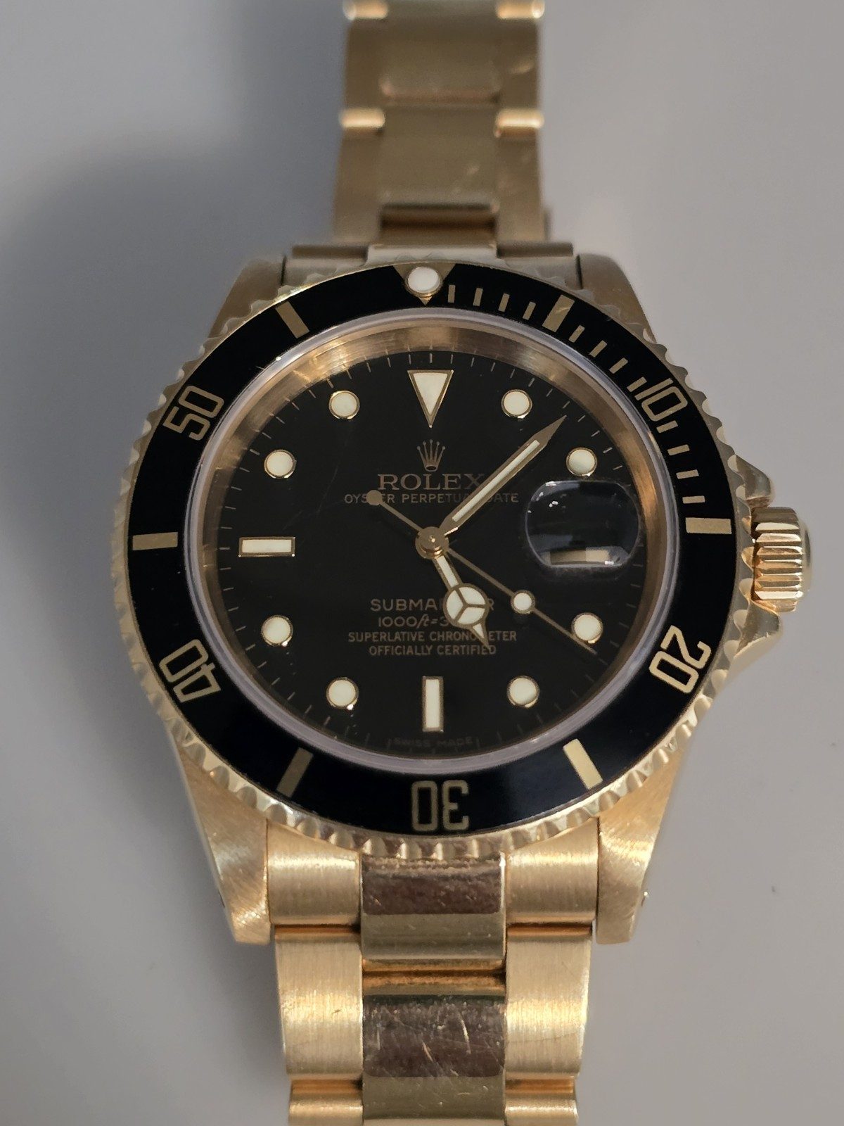Rolex Submariner 16618 18K 40MM Black Dial Dive Watch "K" 2000 Date. Excellent