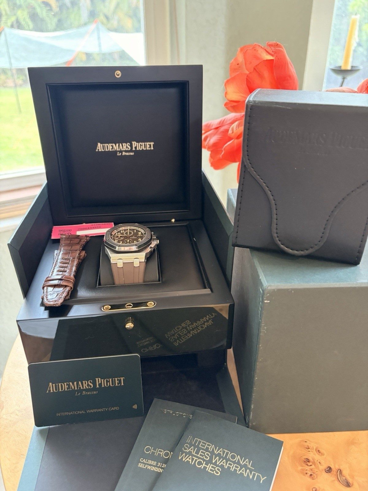 Audemars Piguet Royal Oak Offshore Brown Dial Chrono Date Tachy Box Papers