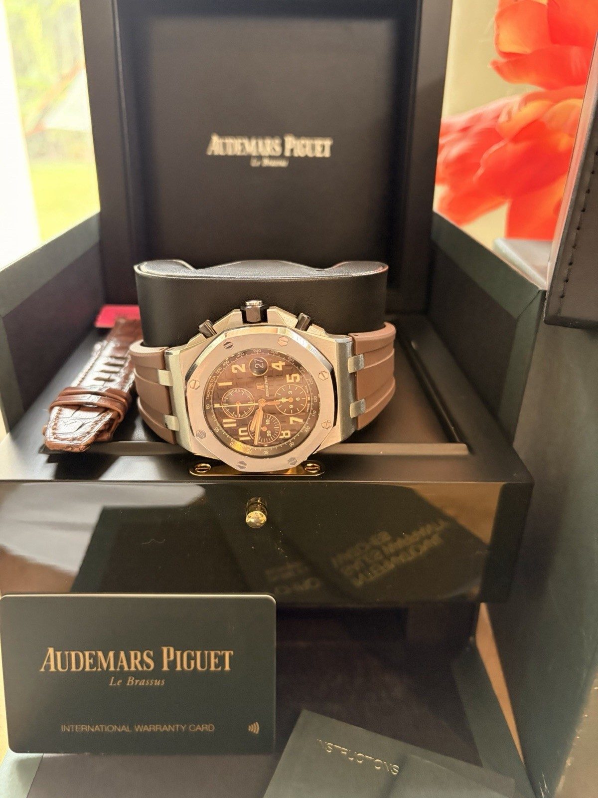 Audemars Piguet Royal Oak Offshore Brown Dial Chrono Date Tachy Box Papers