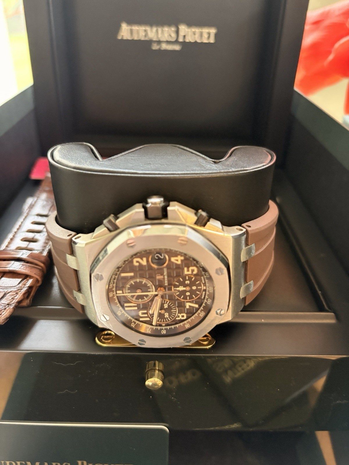 Audemars Piguet Royal Oak Offshore Brown Dial Chrono Date Tachy Box Papers