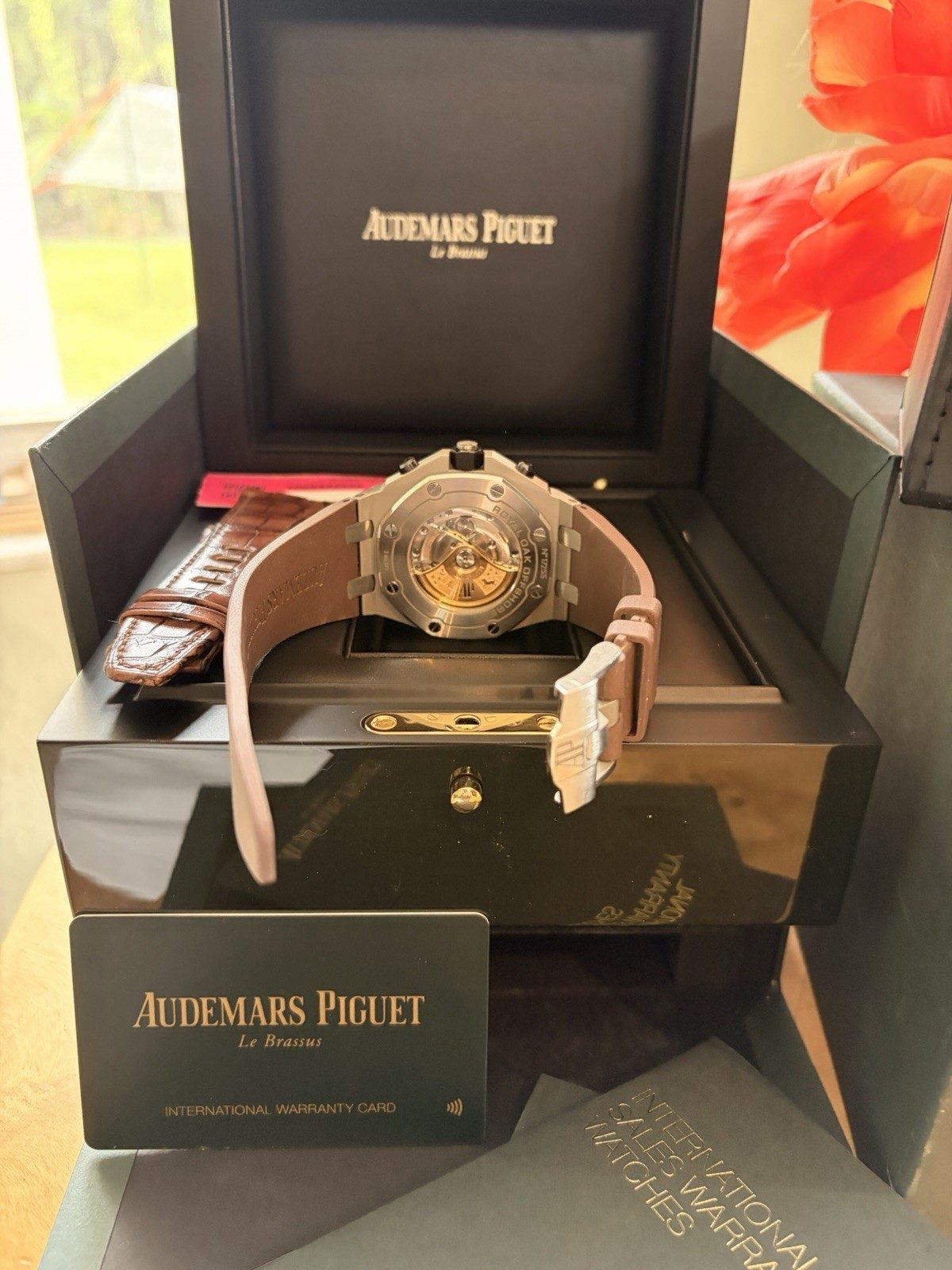 Audemars Piguet Royal Oak Offshore Brown Dial Chrono Date Tachy Box Papers