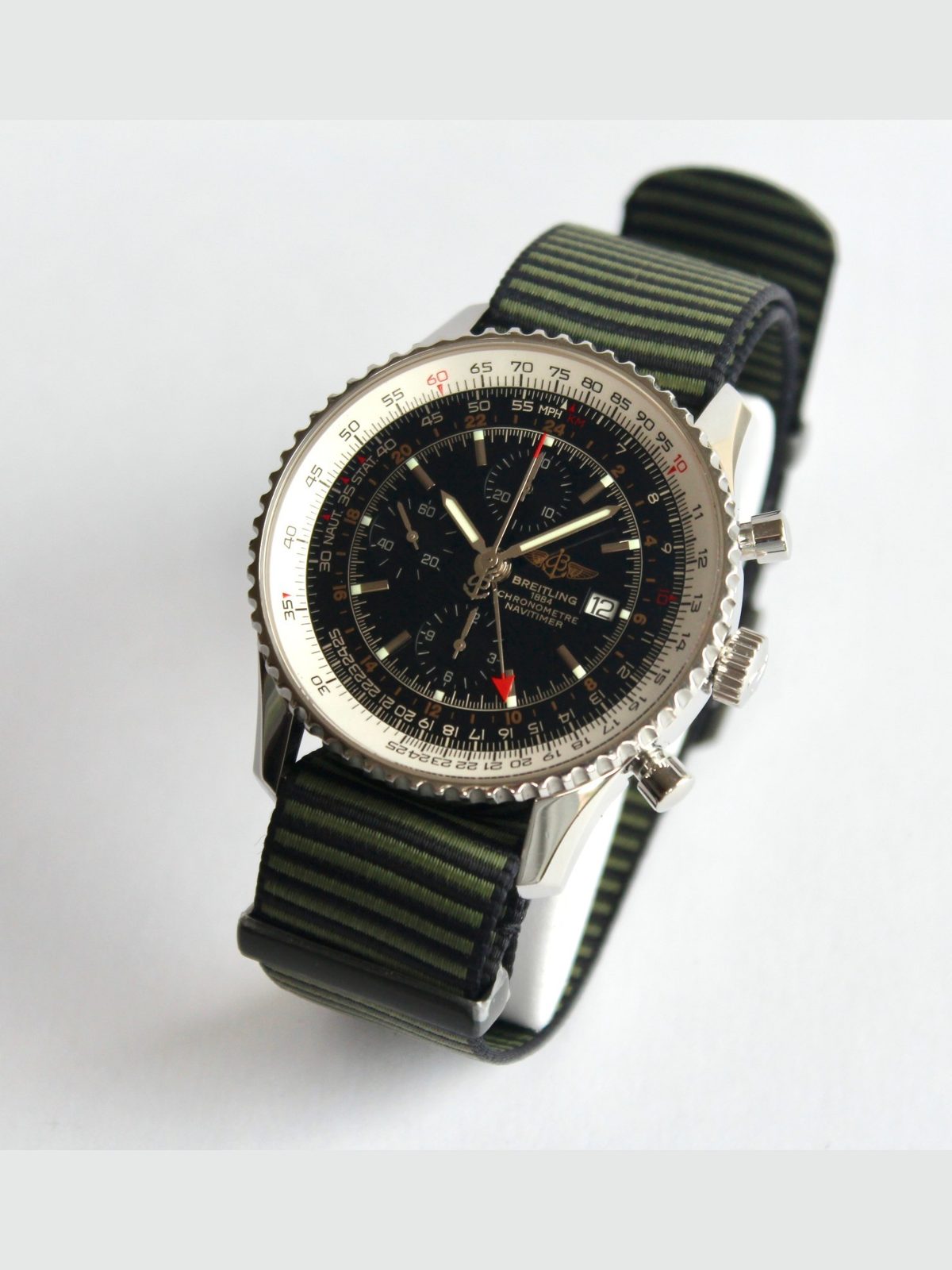Breitling Men's Watch, A24322 NAVITIMER WORLD, 46mm, NEW BREITLING NATO STRAP!