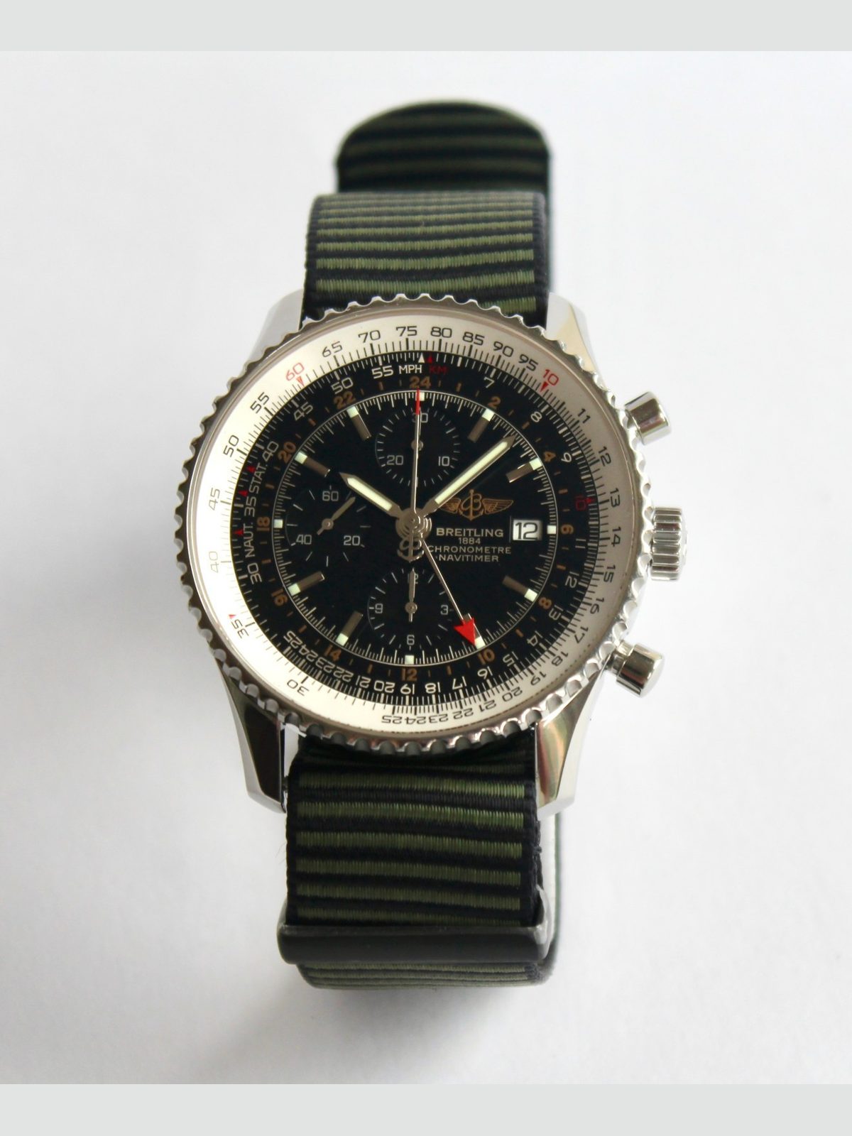 Breitling Men's Watch, A24322 NAVITIMER WORLD, 46mm, NEW BREITLING NATO STRAP!