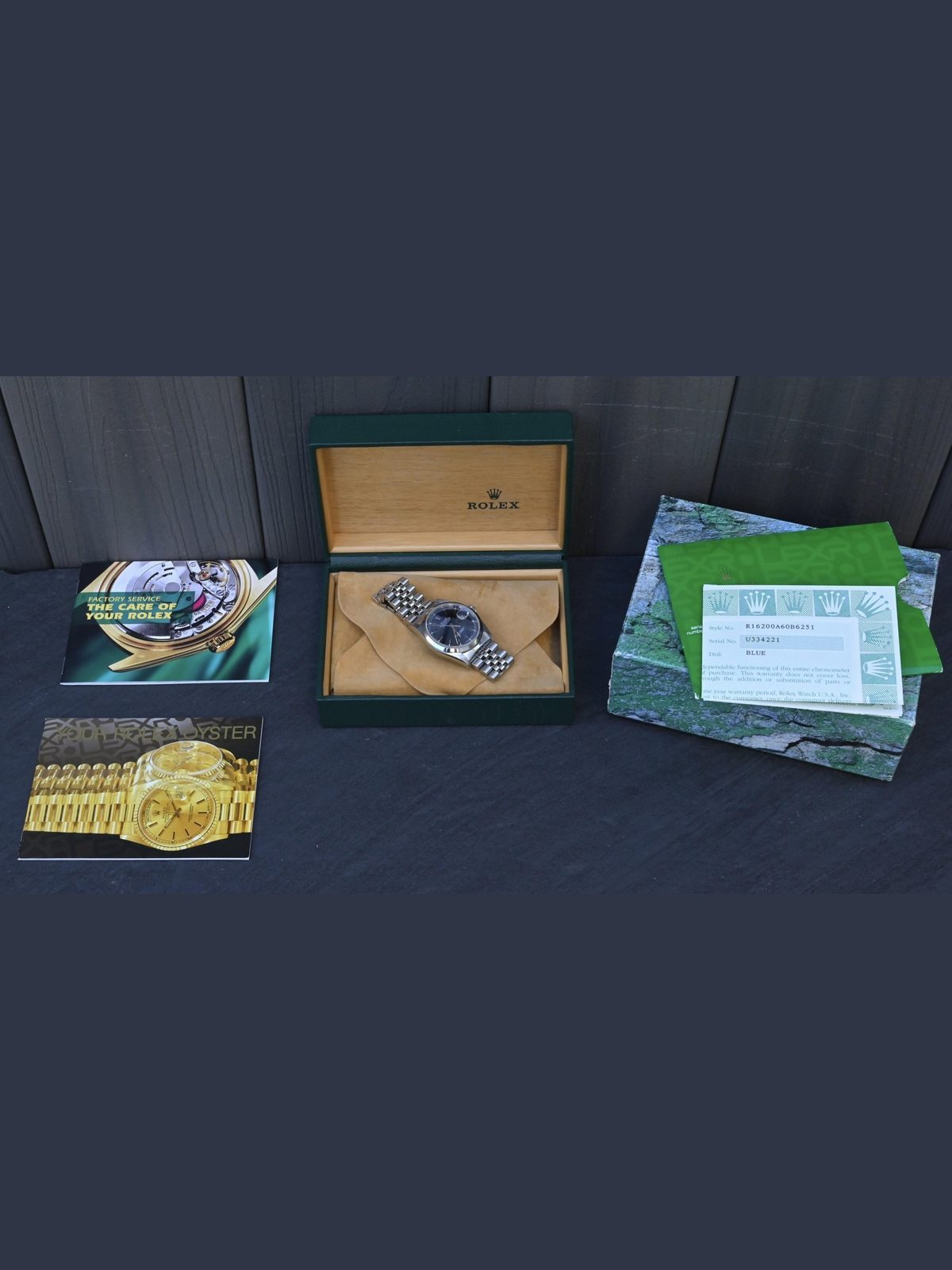 Rolex Datejust 36mm 16200 Blue Dial Jubilee Steel Watch Box Papers U-Serial 1997