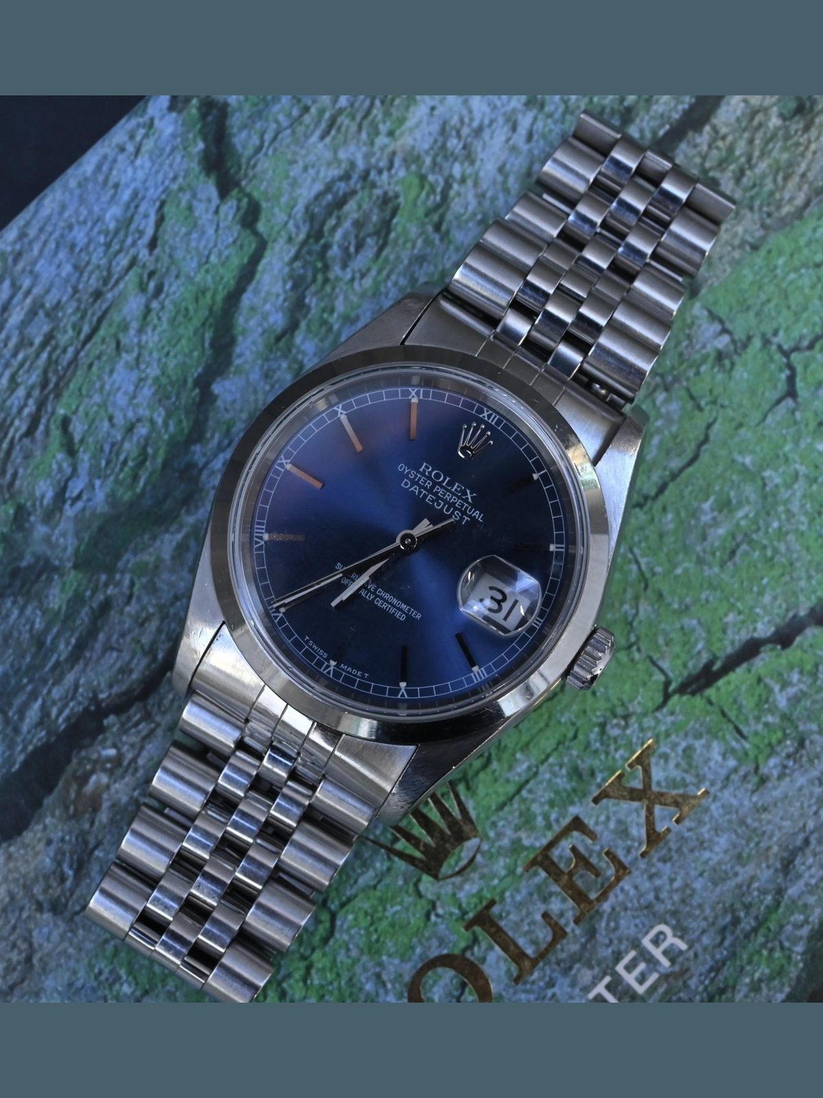Rolex Datejust 36mm 16200 Blue Dial Jubilee Steel Watch Box Papers U-Serial 1997
