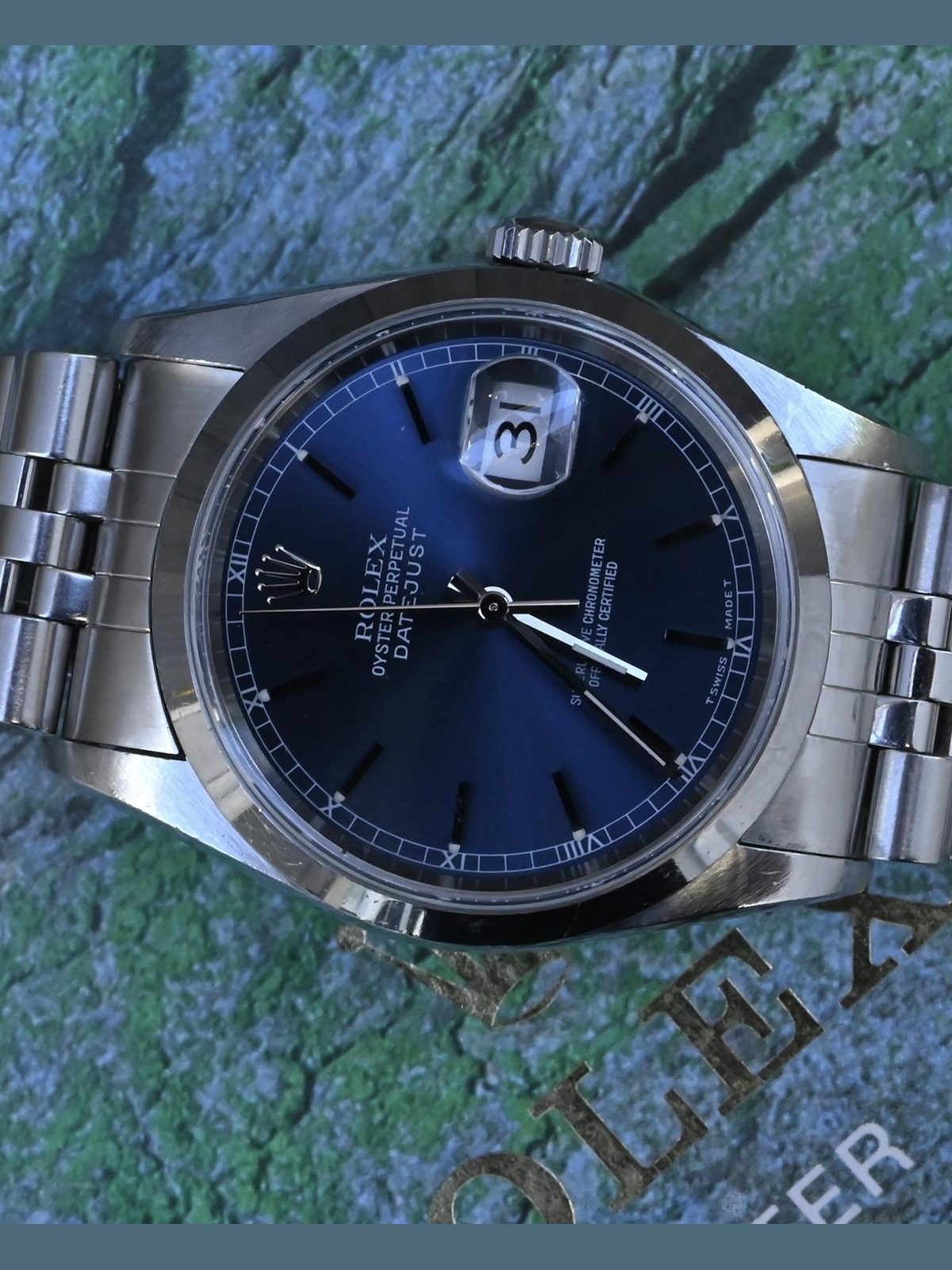 Rolex Datejust 36mm 16200 Blue Dial Jubilee Steel Watch Box Papers U-Serial 1997