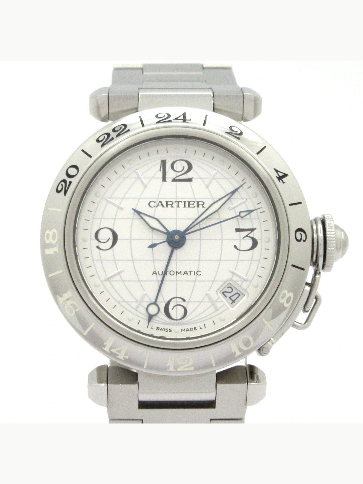 Cartier Pasha C Meridian GMT W31078M7 2*********** Silver Men's Wrist Watch