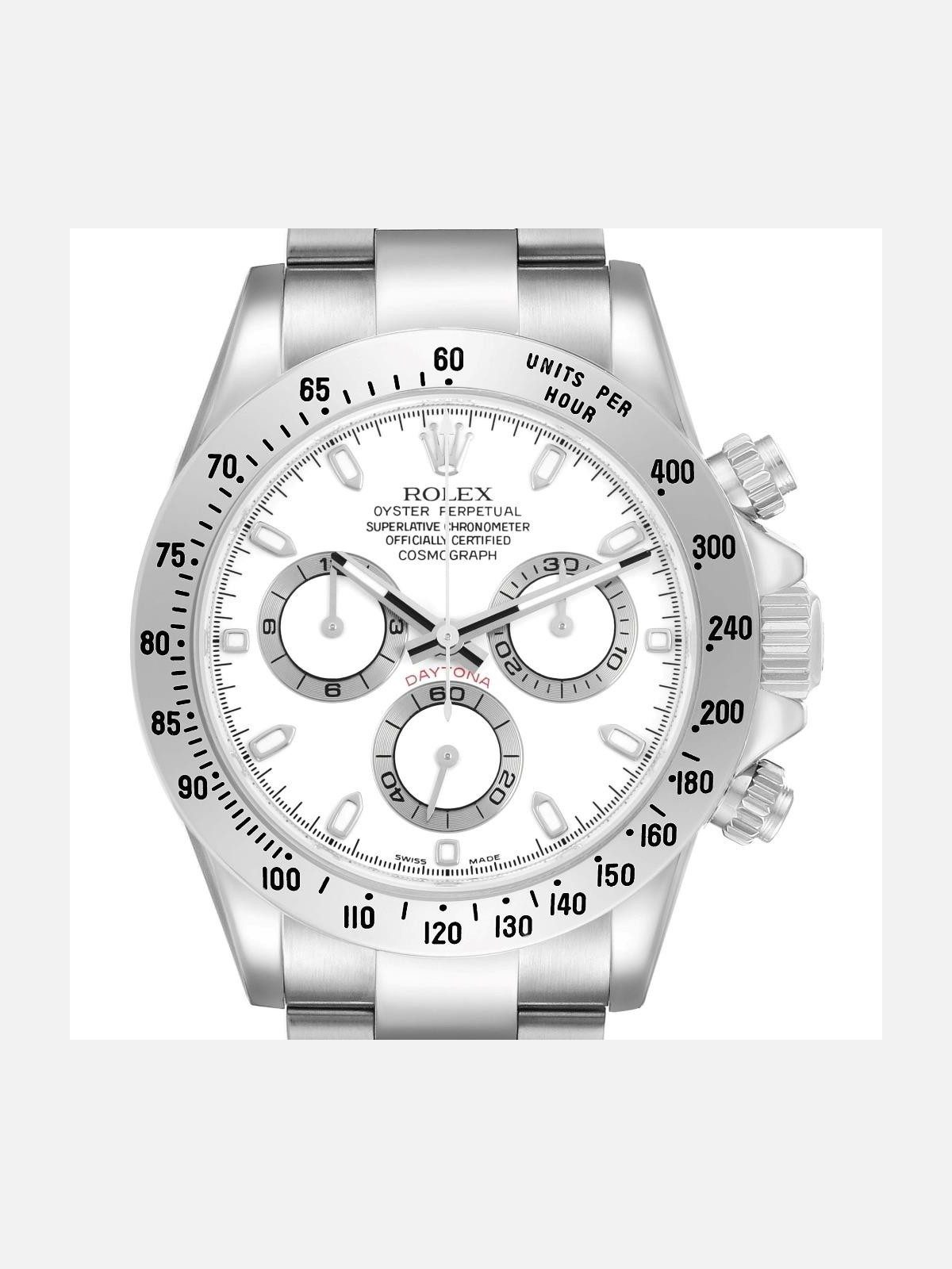 Rolex Daytona Steel White Dial Mens Watch 116520 Card