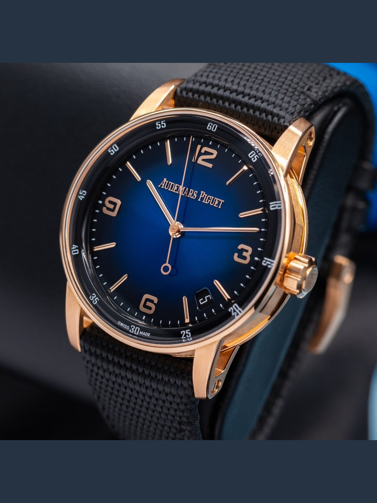 Audemars Piguet Code 11.59 Blue Dial Rose Gold Men's Watch 15210OR.OO.A002KB.03