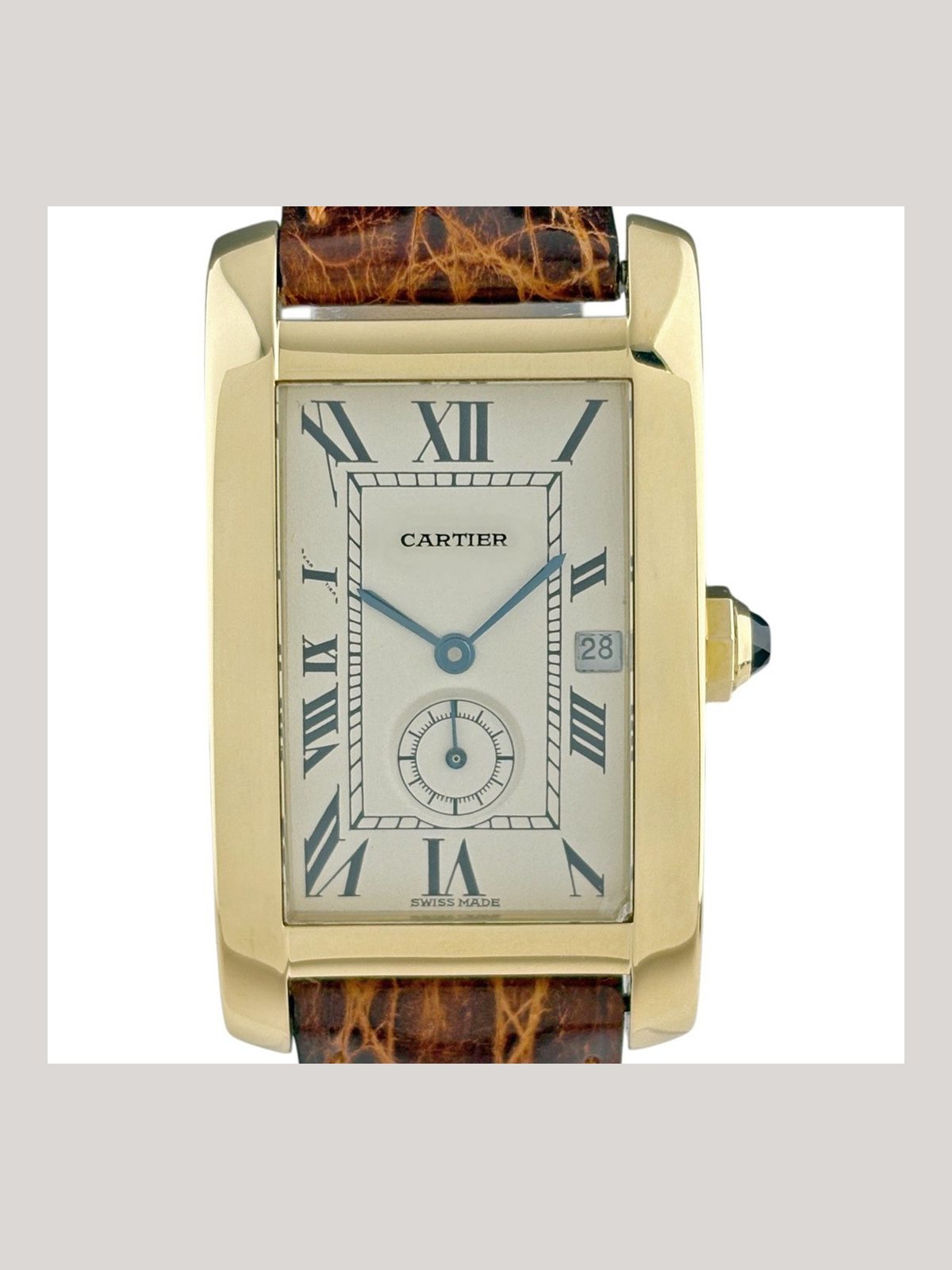 Cartier Tank American W2600351 Watch YG Leather Quartz Cream-colored Used BUYS-0