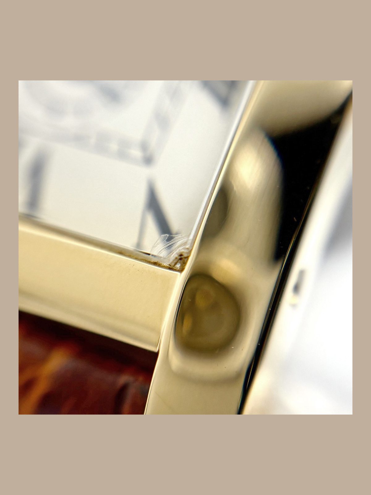 Cartier Tank American W2600351 Watch YG Leather Quartz Cream-colored Used BUYS-0