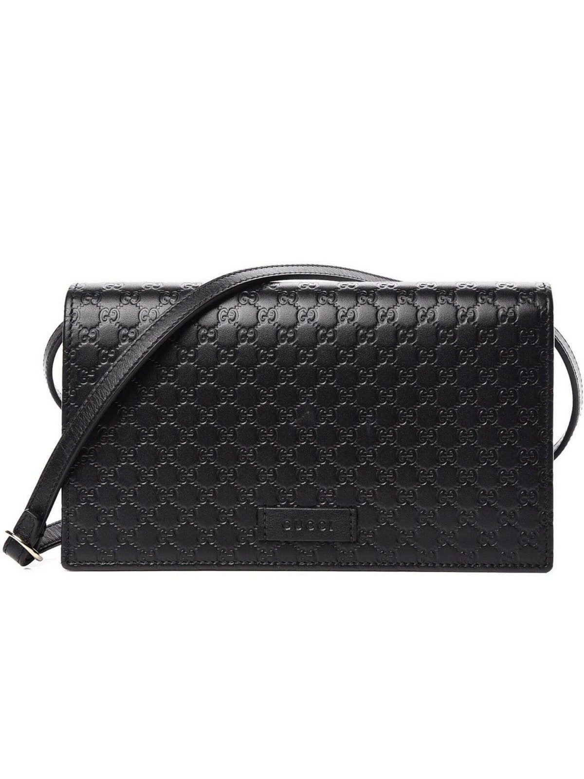 Gucci Microguccissima GG Logo Black Leather Wallet Crossbody Handbag