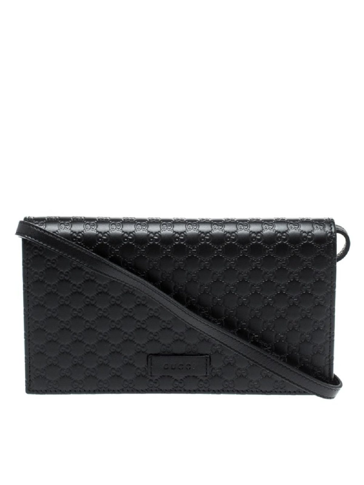 Gucci Microguccissima GG Logo Black Leather Wallet Crossbody Handbag
