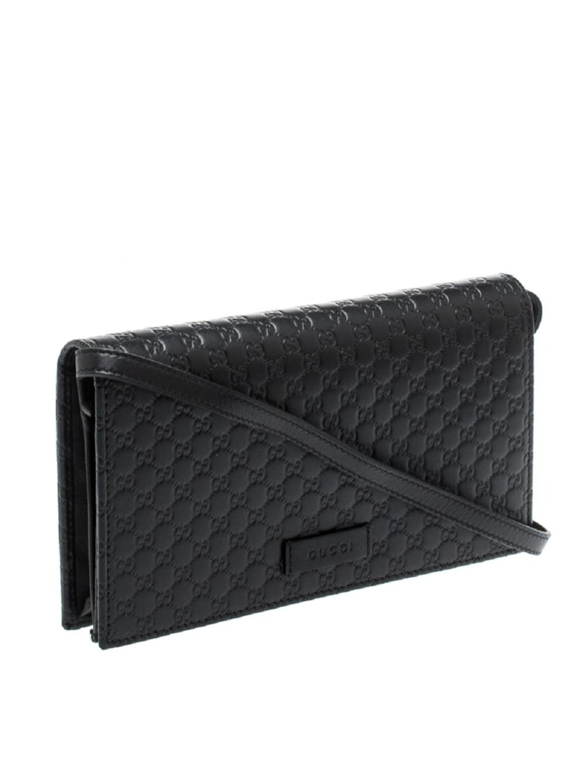 Gucci Microguccissima GG Logo Black Leather Wallet Crossbody Handbag