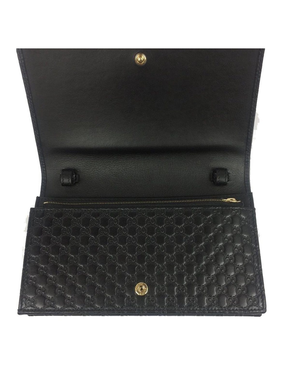 Gucci Microguccissima GG Logo Black Leather Wallet Crossbody Handbag