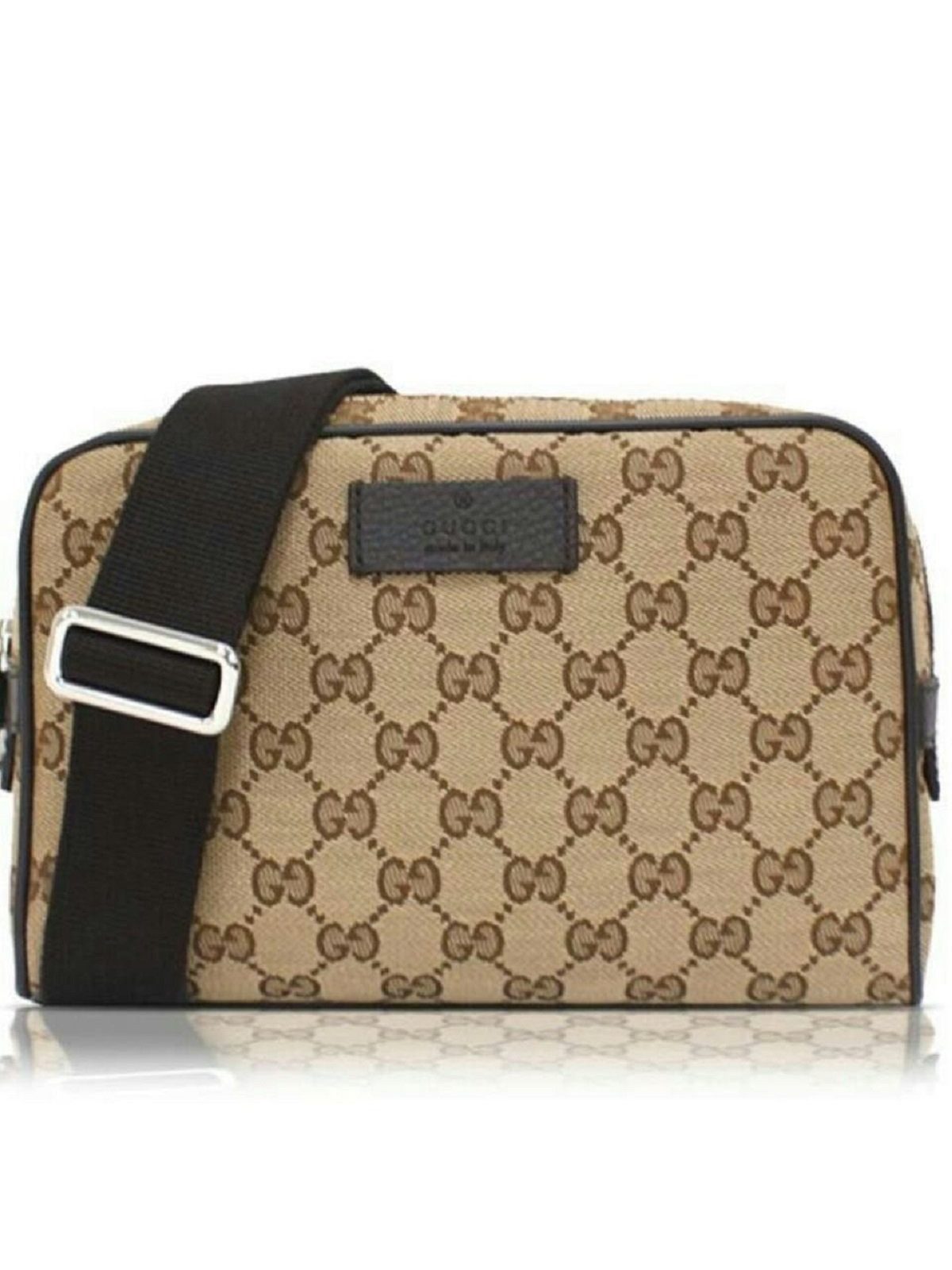 Gucci Original GG Guccissima Canvas Belt Bag Beige Brown Leather Fanny Pack