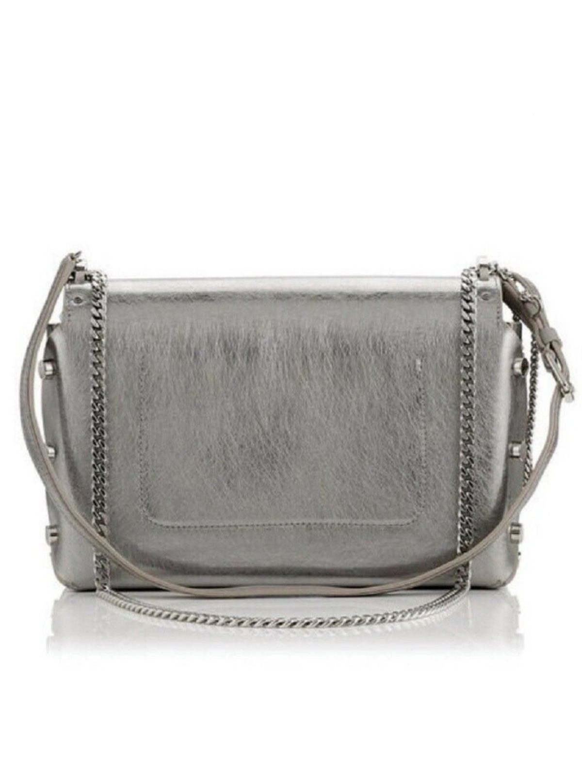 Jimmy Choo Lockett Metallic Silver Studded Leather Crossbody Bag