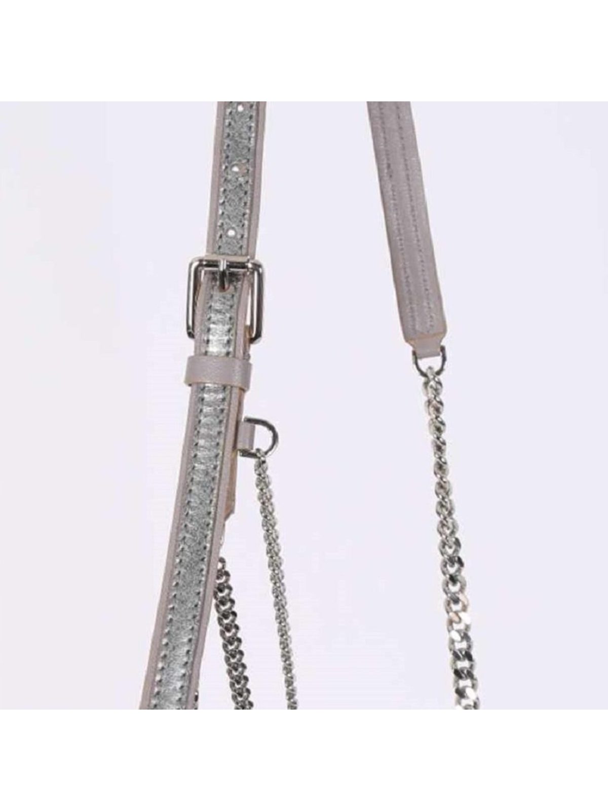 Jimmy Choo Lockett Metallic Silver Studded Leather Crossbody Bag