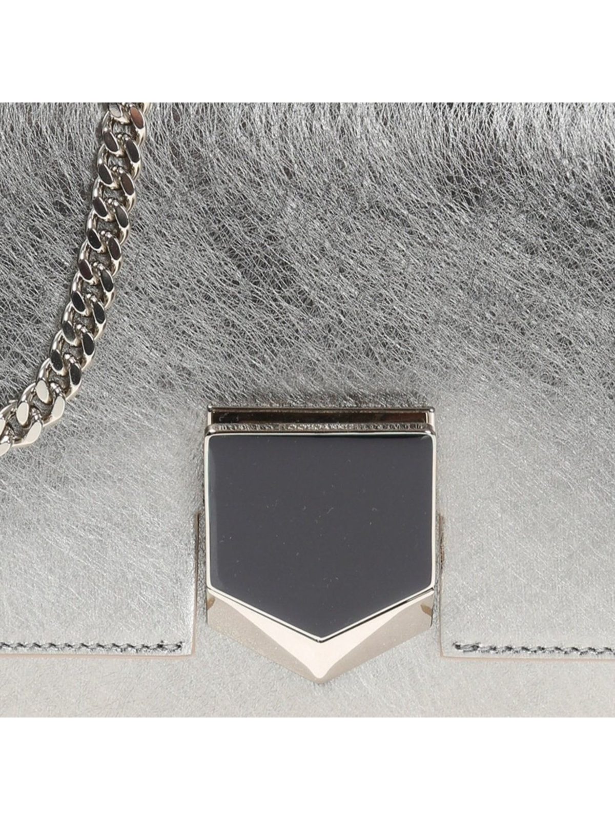 Jimmy Choo Lockett Metallic Silver Studded Leather Crossbody Bag