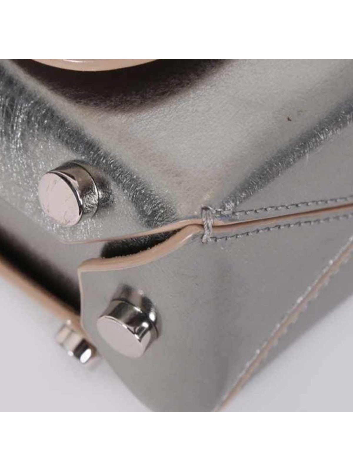 Jimmy Choo Lockett Metallic Silver Studded Leather Crossbody Bag