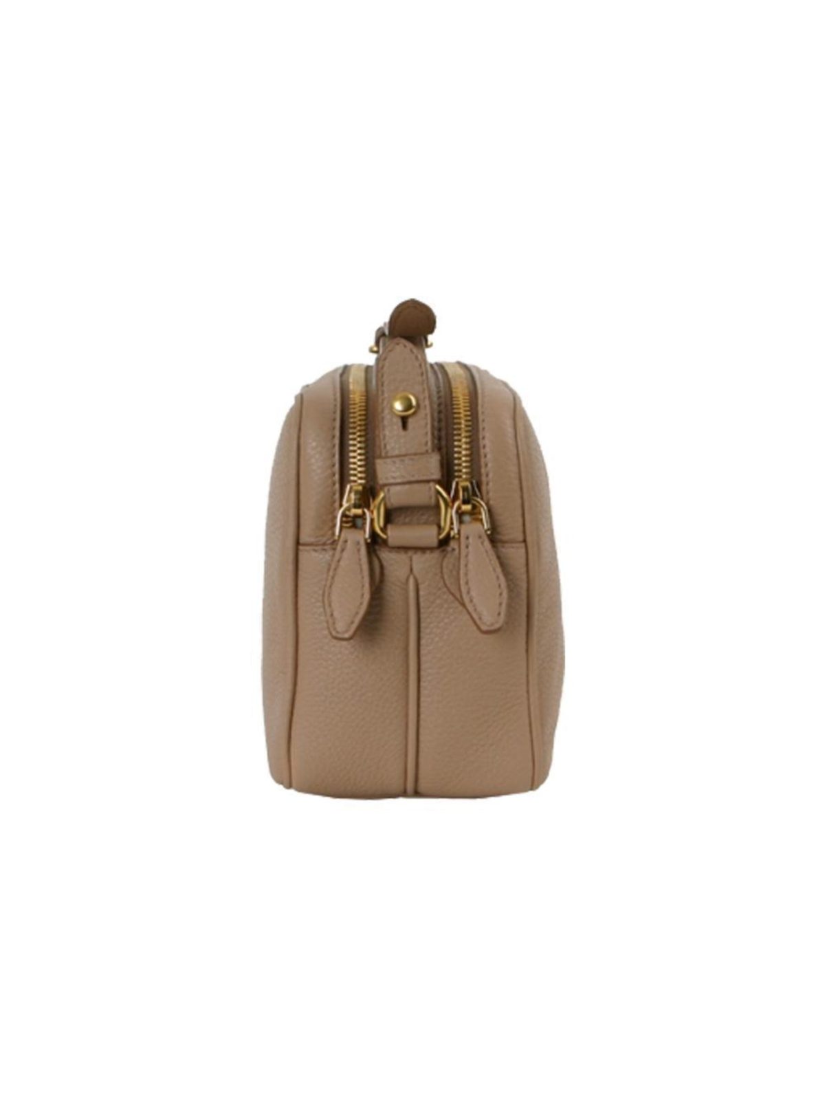 Prada Beige Vitello Phenix Leather Double Zip Crossbody Bag