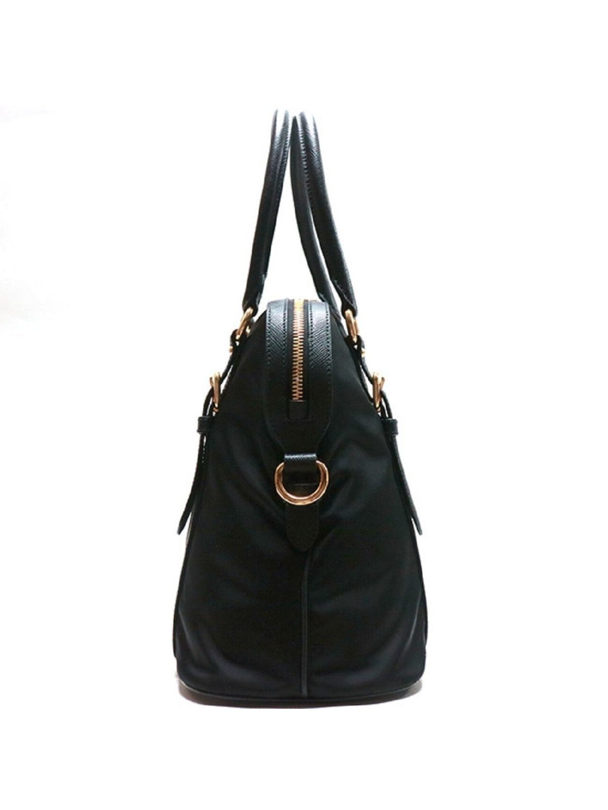 Prada Tessuto Nylon Saffiano Leather Black Satchel Bag