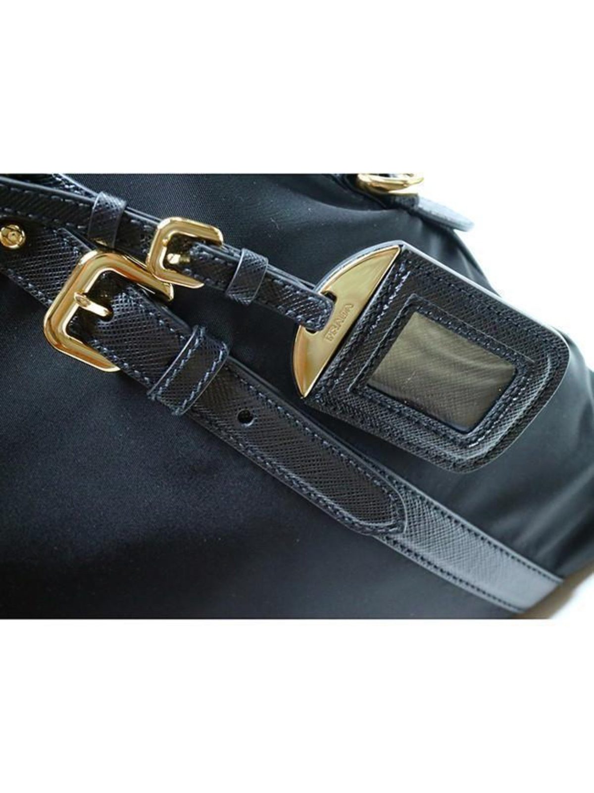 Prada Tessuto Nylon Saffiano Leather Black Satchel Bag
