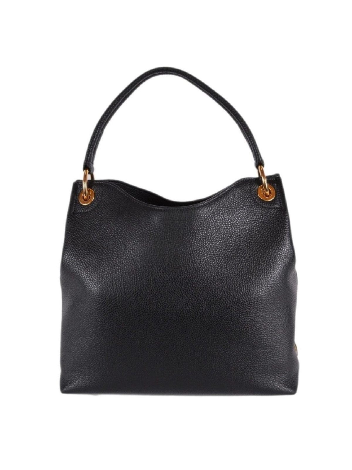 Prada Vitello Phenix Black Leather Embossed Logo Hobo Tote Bag