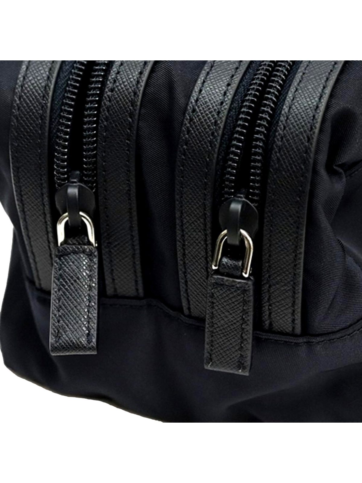 Prada Black Tessuto Nylon Saffiano Leather Trim Double Zip Necessaire Dopp Toiletry Bag