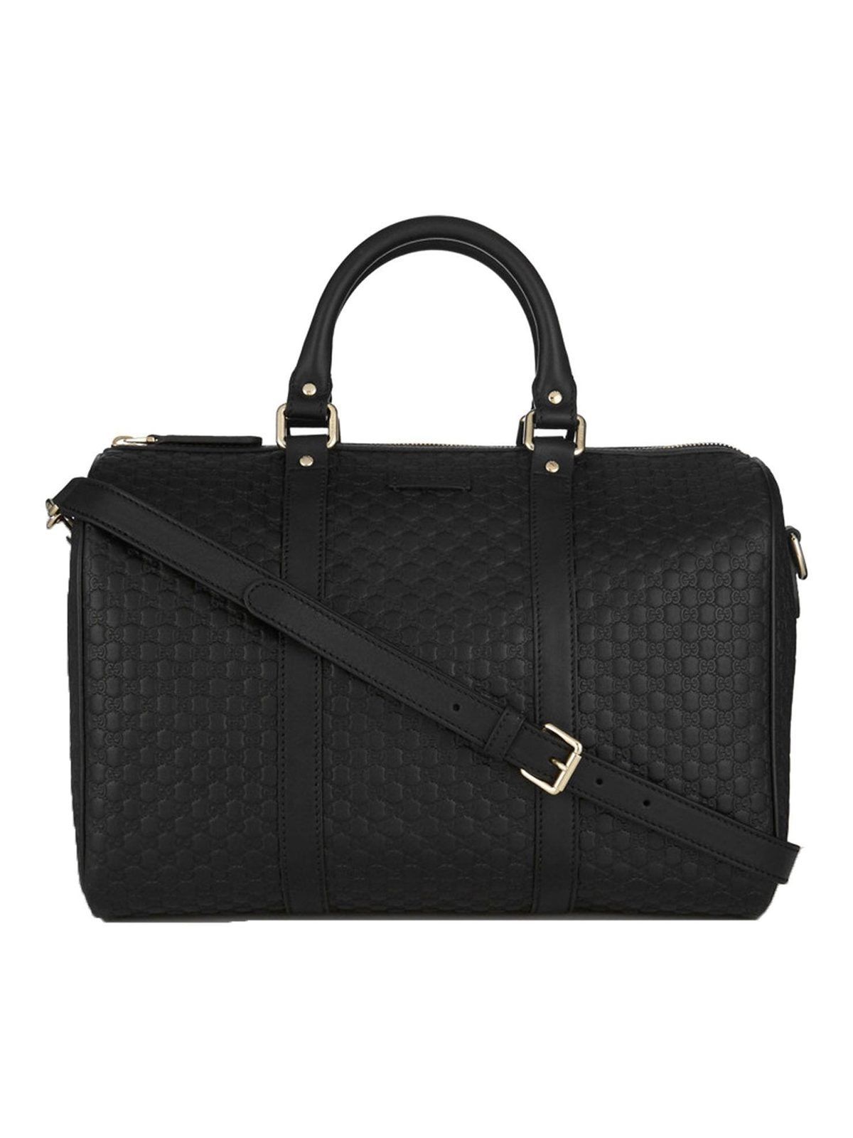 Gucci Microguccissima GG Boston Bag Black Embossed Leather Gold Hardware